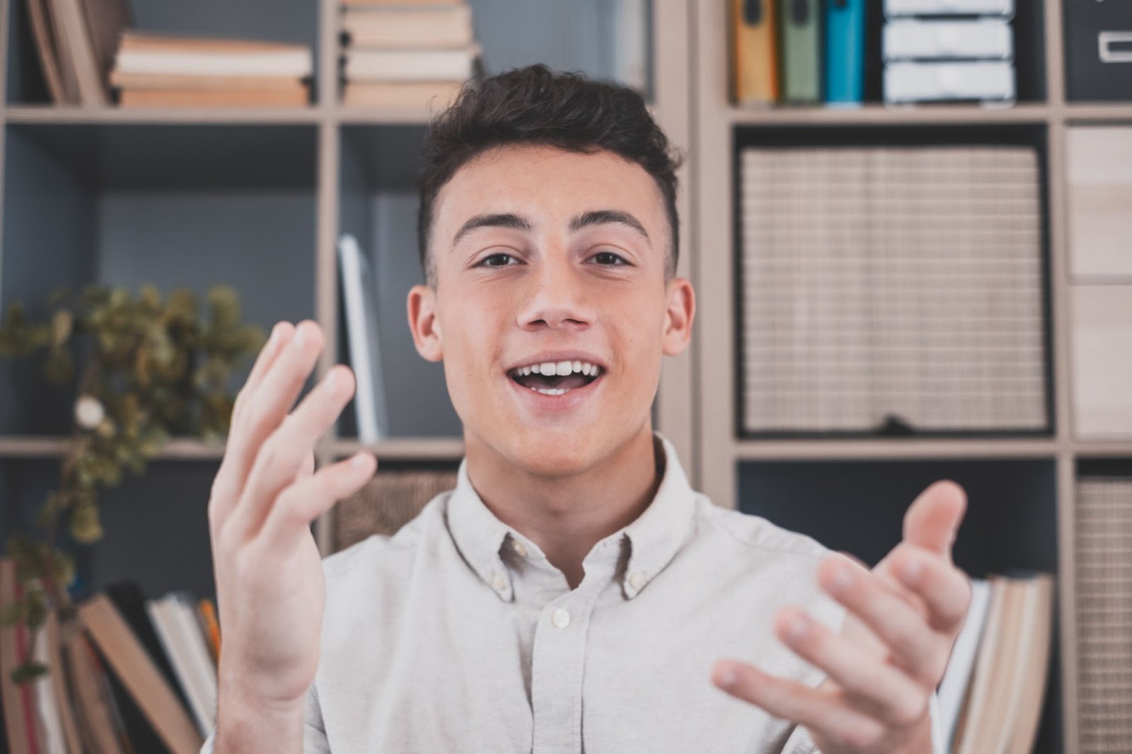 man explaining something to a camera